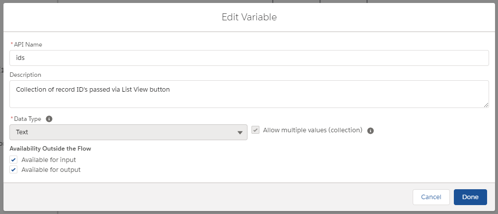 Flow - ids Collection Variable